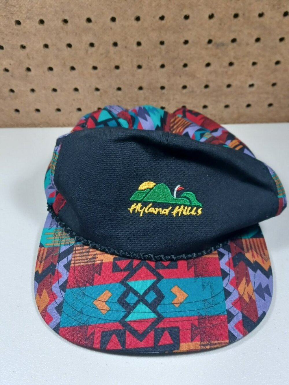 Vintage Derby Cap mens colorful Navajo tribal Highland Hills strapback golf hat